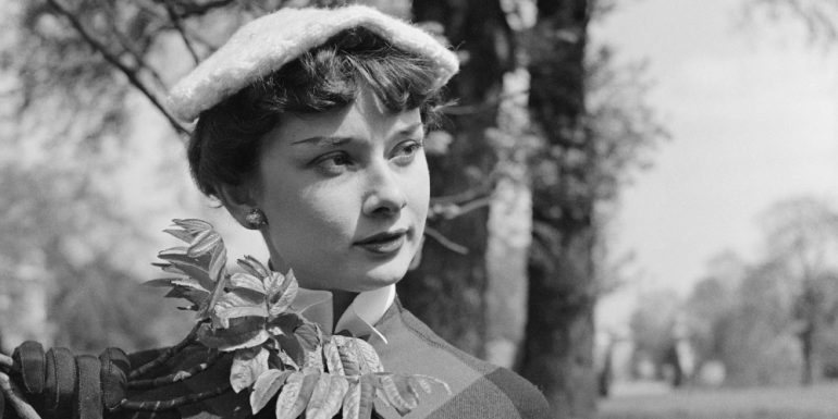 Actress Audrey Hepburn (1929 - 1993) in Kew Gardens, London, May 1950. She is in London after a season performing in the revue, 'Sauce Piquante'. Original Publication: Picture Post - 5035 - We Take A Girl To Look For Spring - pub. 13th May 1950 (Photo by Bert Hardy/Picture Post/Hulton Archive/Getty Images)