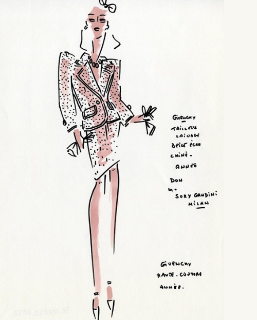 Figurín con traje de sastre, ca. 1980 Hubert de Givenchy. Foto: Museo del Traje