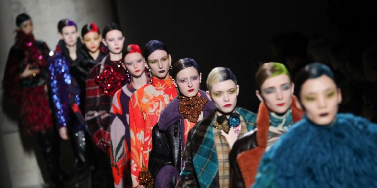 PARIS, FRANCE - FEBRUARY 26: (EDITORIAL USE ONLY) Models walk the runway during the finale of the Dries Van Noten show as part of the Paris Fashion Week Womenswear Fall/Winter 2020/2021 on February 26, 2020 in Paris, France. (Photo by Victor Boyko/Getty Images)