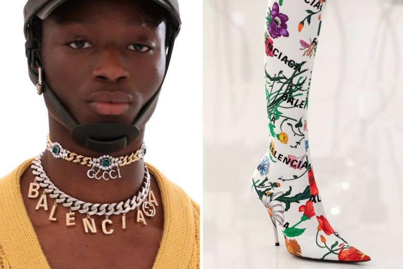 Gucci Balenciaga casco botas